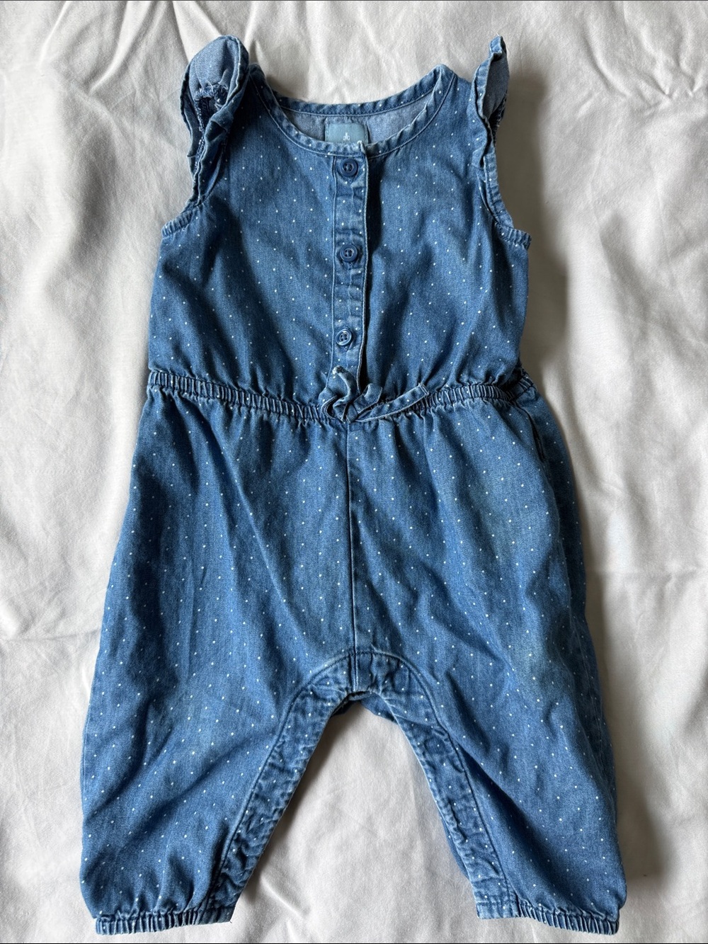 GAP Blue Denim Dot One-Piece Romper